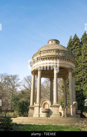 Corinthian style drinking fountain in Roundhay Park, Leeds, West Yorkshire, England, UK Stock Photo