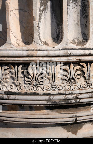 Picture of a  column frieze from the ruins of the Ancient Ionian Greek  Didyma Temple of Apollo & home to the Oracle of Apollo.  Also known as the Did Stock Photo