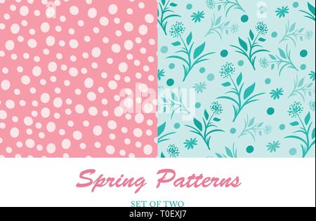 Two soft and elegant vector seamless florals Stock Vector