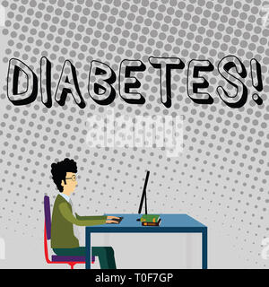 Handwriting text Diabetes. Conceptual photo Chronic disease associated to high levels of sugar glucose in blood Businessman Sitting Straight on Chair  Stock Photo