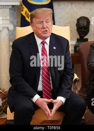 Washington, District of Columbia, USA. 19th Mar, 2019. March 19, 2019 - Washington, DC, United States: United States President Donald J. Trump meets with President Jair Bolsonoro of Brazil at the White House Credit: Chris Kleponis/CNP/ZUMA Wire/Alamy Live News Stock Photo