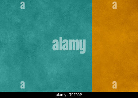 Colorful viridian green color decorative stucco wall background with vibrant carry orange border Stock Photo