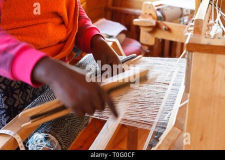 Alpaca Wool Weaving Stock Photo