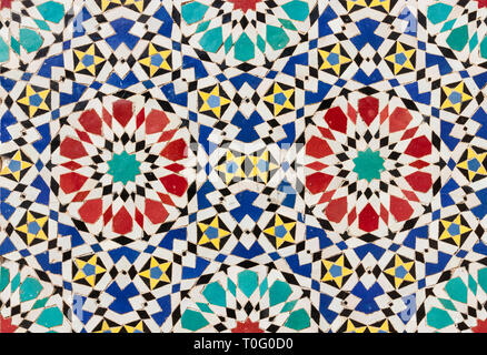 Colorful arabic wall decoration with geometrical patterns Stock Photo