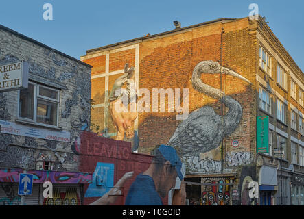 roa hanbury street crane Stock Photo