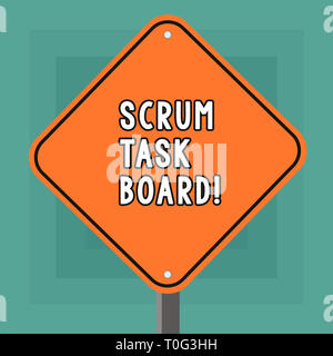 Conceptual hand writing showing Scrum Task Board. Concept meaning visual display progress of team during task or operation Diamond Shape Color Road Wa Stock Photo