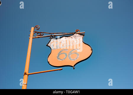 McLean, Texas is home to the first Phillips 66 gas station (petroleum), located on the iconic Route 66 road. The restored site is a tourist favorite. Stock Photo