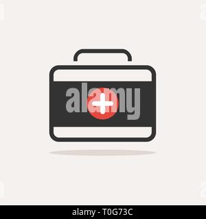 Medicine briefcase color icon with shadow on a beige background. Vector illustration Stock Vector