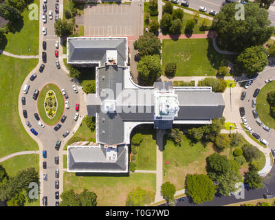 Newton City Hall aerial view in downtown Newton, Massachusetts, USA. Stock Photo