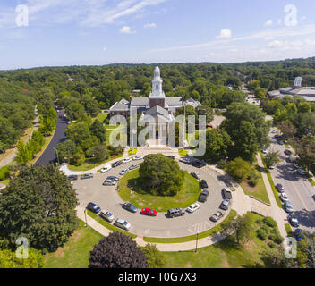 Newton City Hall aerial view in downtown Newton, Massachusetts, USA. Stock Photo