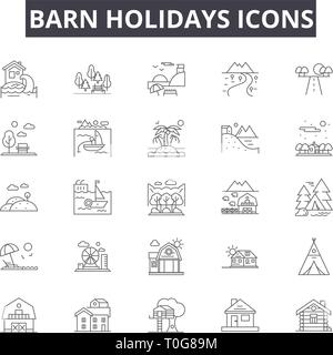 Barn holidays line icons for web and mobile design. Editable stroke signs. Barn holidays  outline concept illustrations Stock Vector