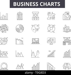 Business charts line icons signs set. Design collection of Charts ...