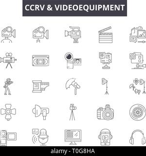 Cctv & videoequipment line icons for web and mobile design. Editable stroke signs. Cctv & videoequipment  outline concept illustrations Stock Vector