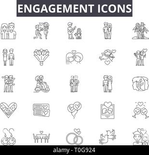 Wedding business line icons, signs, vector set, outline concept, linear ...
