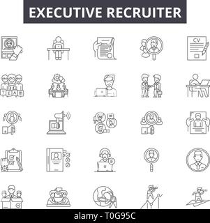 Executive recruiter line icons for web and mobile design. Editable stroke signs. Executive recruiter  outline concept illustrations Stock Vector