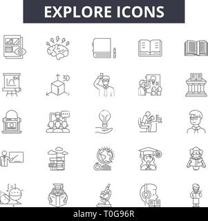 Outdoor journey line icons signs set. Design collection of Hike, Trek ...