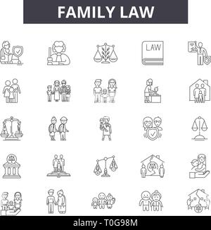 Family law line icons for web and mobile design. Editable stroke signs. Family law  outline concept illustrations Stock Vector