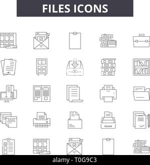 Files line icons for web and mobile design. Editable stroke signs. Files  outline concept illustrations Stock Vector