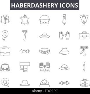 Haberdashery line icons for web and mobile design. Editable stroke signs. Haberdashery  outline concept illustrations Stock Vector