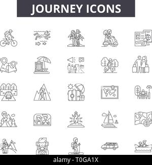 Journey line icons for web and mobile design. Editable stroke signs. Journey  outline concept illustrations Stock Vector