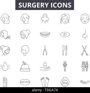 Surgery line icons for web and mobile design. Editable stroke signs. Surgery  outline concept illustrations Stock Vector