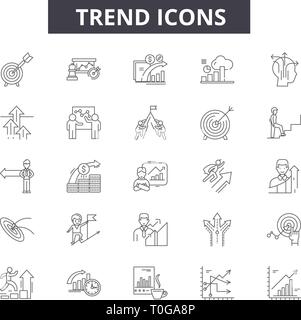 Trend line icons for web and mobile design. Editable stroke signs. Trend  outline concept illustrations Stock Vector