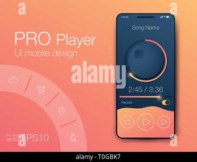 UX audio player templates. Stock vector eps10 Stock Vector