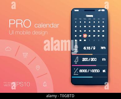 Fitness app. Ui ux design. UI design concept with web elements Stock Vector