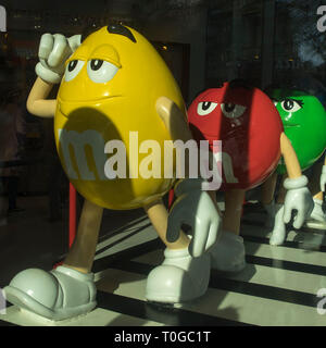 LONDON - FEBRUARY 15, 2019: M&M storefront at Leicester Square Stock Photo