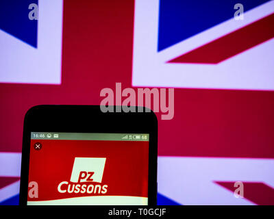 PZ Cussons plc company logo seen displayed on smart phone. Stock Photo