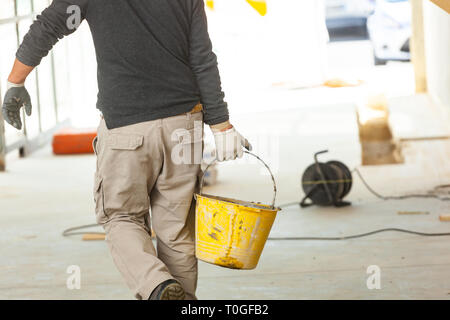 Bucket Cement Mix with on Construction Site the Ingredients. Brick, Stone,  Mortar, Sand Stock Photo - Image of construction, object: 166350138