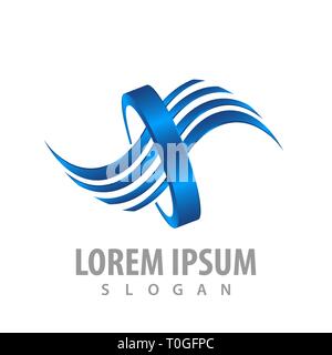 Shiny wave ring concept design. Symbol graphic template element Stock Vector