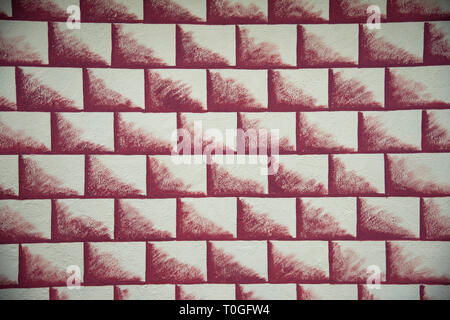 Bricks graphic in brown colour painted on wall. Stock Photo