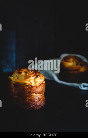 Easter cake kranch with icing sugar on a dark background. Stock Photo