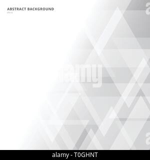 Abstract triangles geometric white and gray gradient background technology style. Vector illustration. Stock Vector