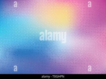Colorful blurred background with halftone effect overlay texture. Vector illustration Stock Vector