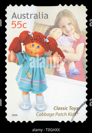 AUSTRALIA - CIRCA 2009: A stamp printed in Australia dedicated to classic toys, shows cabbage patch kids, circa 2009. Stock Photo