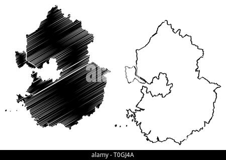 Gyeonggi Province (South Korea, Republic of Korea, ROK, Provinces of South Korea) map vector illustration, scribble sketch Gyeonggi-do map Stock Vector