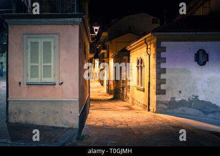 Italy, Lombardy, Oltrepo Pavese, Varzi by night Stock Photo