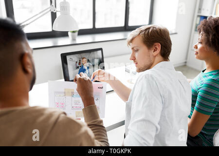 creative team having video conference at office Stock Photo