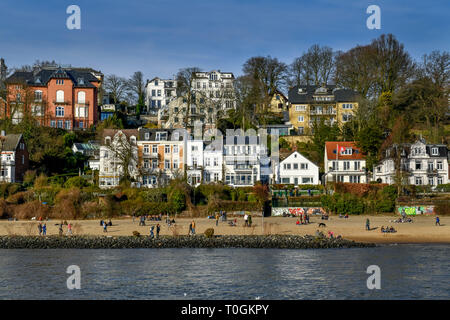 Villas, Elbstrand, Oevelgoenne, Othmarschen, Hamburg, Germany, Villen, Deutschland Stock Photo
