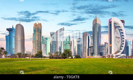 DOHA, QATAR - MARCH 9, 2018: Doha West Bay view from Sheraton Park, Doha, Qatar, Middle East. Stock Photo
