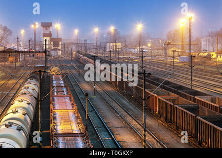 Train railway with freight station, Transportation Stock Photo