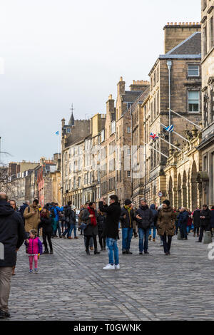 EDINBURGH, SCOTLAND - FEBRUARY 9, 2019 - The Royal Mile is the heart of Edinburgh’s Old Town Stock Photo