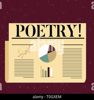 Conceptual hand writing showing Poetry. Concept meaning Literary work Expression of feelings ideas with rhythm Poems writing Colorful Layout Design Pl Stock Photo