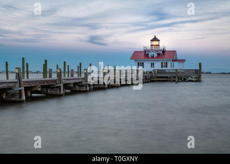 Restored lighthouse building in Manteo North Carolina along the outer banks Stock Photo