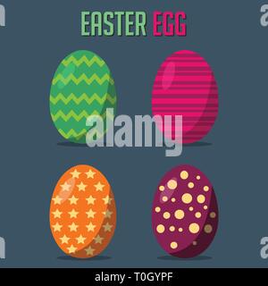Happy Easter Collection set .Set of Easter eggs with different texture vector illustration Stock Vector