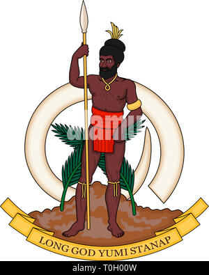 Coat of arms of the Republic of Vanuatu. Stock Photo