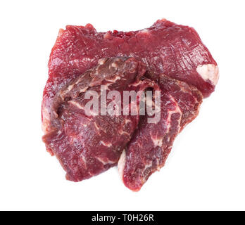 Pieces of raw beef meat isolated on white background Stock Photo