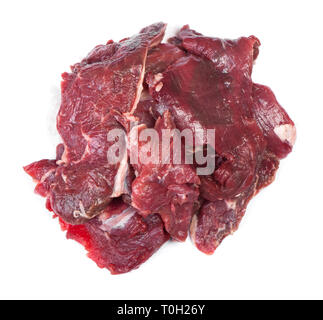 Pieces of raw beef meat isolated on white background Stock Photo